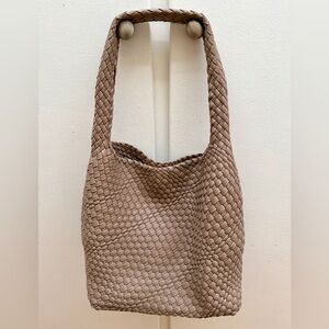 Preloved Elegant Tan Woven Tote Bag